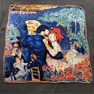 Vintage Renoir Art Dance Embrace Silk Square Scarf 33” Hand Rolled Edges